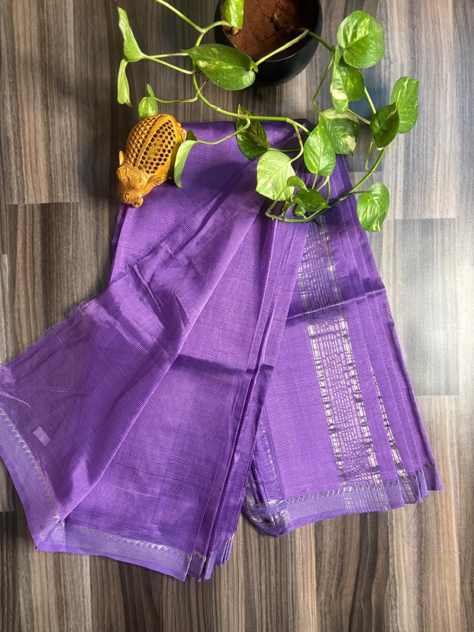 Purple Plain Mangalagiri Pattu Saree